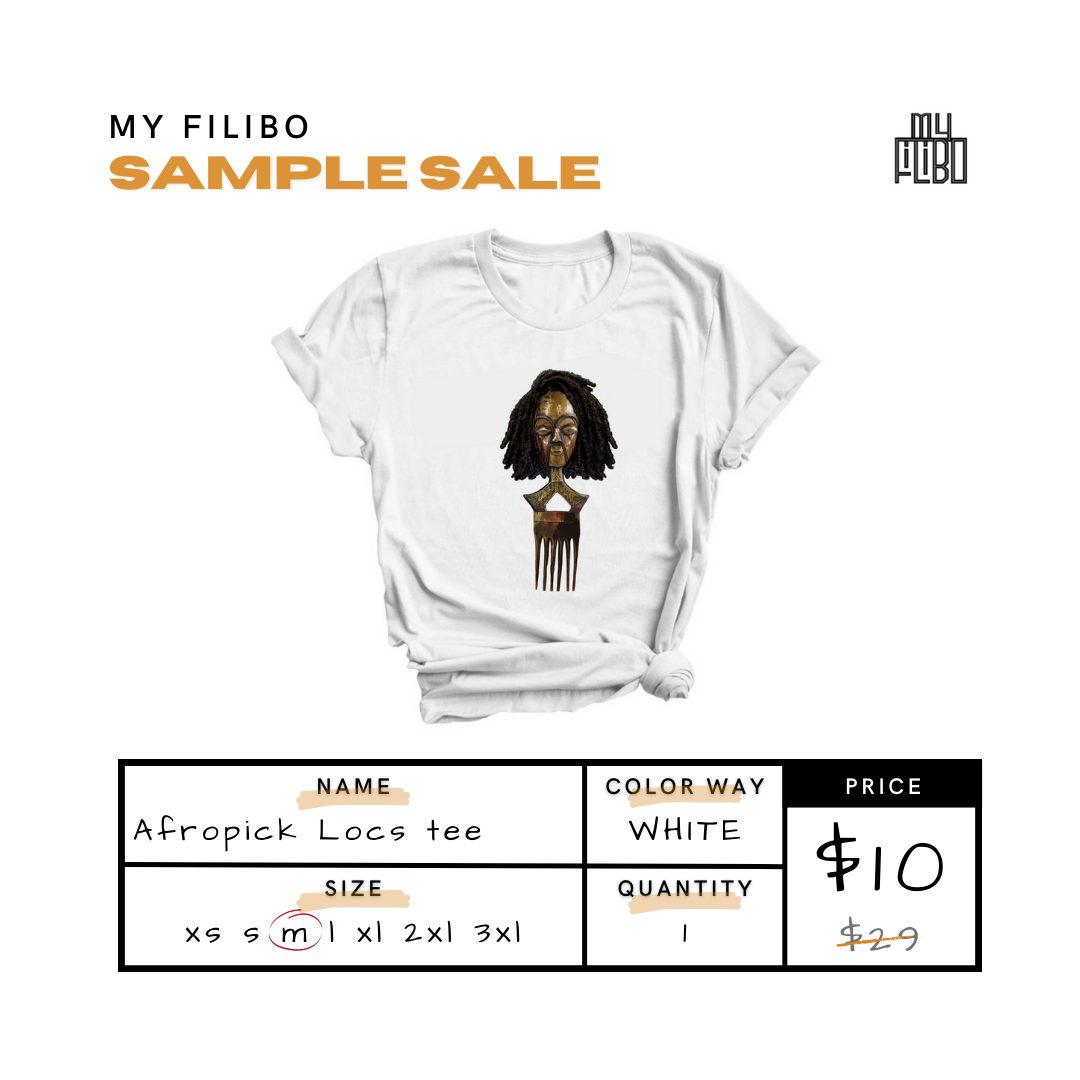 Afropick Locs t-shirt (white) SAMPLE SALE