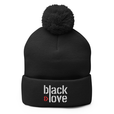 Black Love Pom-Pom Beanie | 
