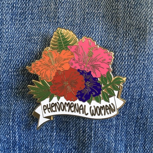 Phenomenal Woman Hibiscus Pin | Keychain