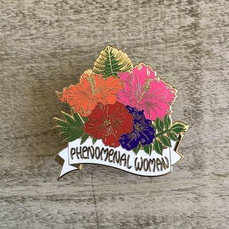 Phenomenal Woman Hibiscus Pin | Keychain