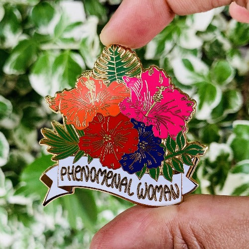 Phenomenal Woman Hibiscus Pin | Keychain