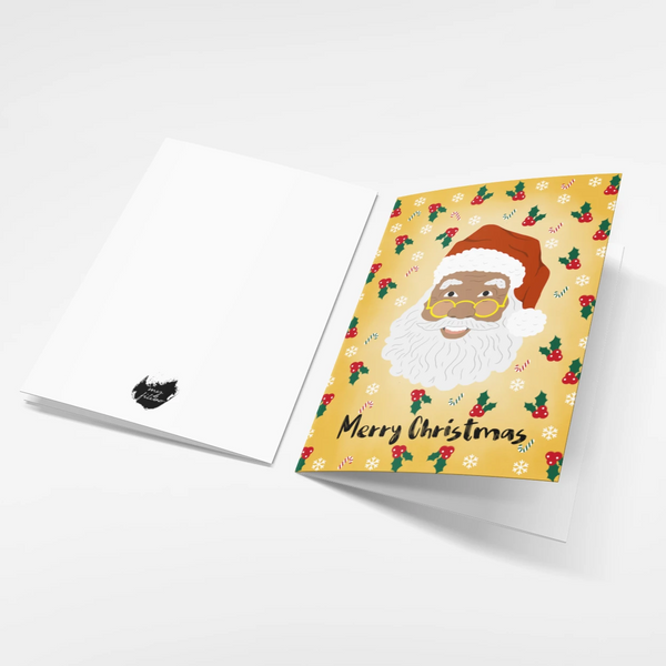 Black Santa "Merry Christmas" greeting card | Greeting Card