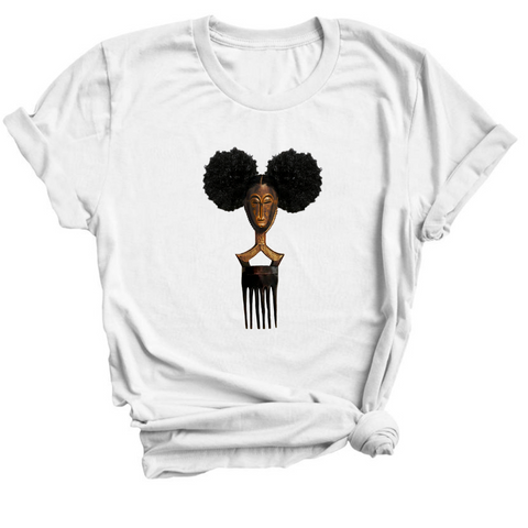 Afro pick mask t-shirt - Afropuff | 