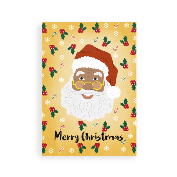 Black Santa "Merry Christmas" greeting card | Greeting Card