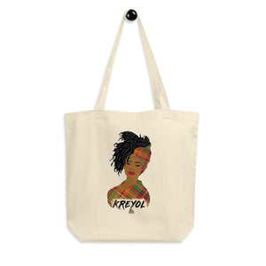 Kreyol woman tote bag - madras | Kreyol Queen | Natural Hair | 